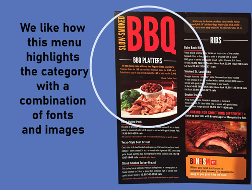 picture of a menu in real life where the category is highlighted and there is a reinforcement with a beautiful picture picture of a menu in real life where the category is highlighted and there is a reinforcement with a beautiful picture